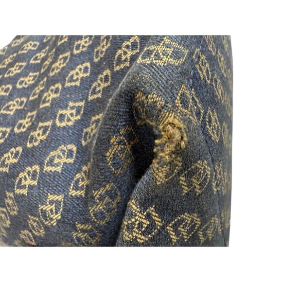 VTGDooney & Bourke Monogram Logo Shoulder Bag Matching Pouch Navy Canvas Leather - Picture 6 of 15